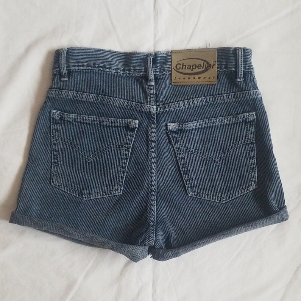 Vintage | High Rise Pinstripe Jean Shorts